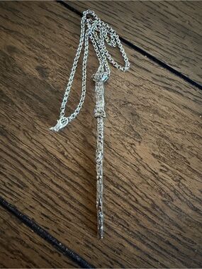 Harry Potter Hermione Harry Ron Wand Necklace Silver